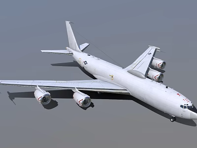 White Military Fighter Jet With Four Engines And Long Wings Design 3d model