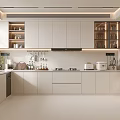 Bright Modern Kitchen Interior Design Featuring White Cabinets Glass Door Display And Appliances