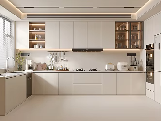 modern cream kitchen 3d model