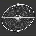 Industrial Equipment Mechanical Design 3D Model With Wireframe Sphere And Spherical Components