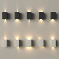 Multiple Black And White Illuminated Modern Wall Lamps Mounted On Wall 3d model