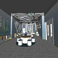 School Geography Classroom With World Map Globe Round Table Blue Walls And Planet Decorations
