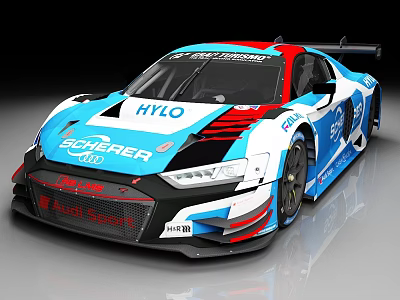Audi Sport Racing Car With HYLO SCHAEFFLER Logos Blue White Red Livery 3d model