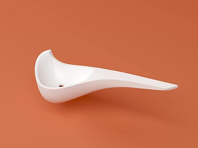 Sleek White Modern Bathroom Sink With Curved Design On Orange Background 3d model