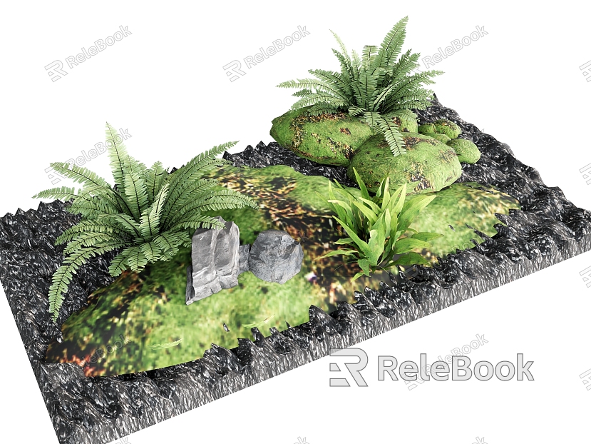 plant combination plant green plant grass tropical plant sandy soil model