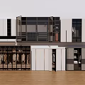 Modern Closet Design With Glass Panel Doors And Hanging Storage Sections 3d model