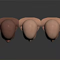 Three Bald Human Head 3D Models Showing Detailed Facial Organs And Features