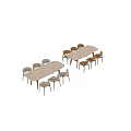Modern Minimalist Dining Table Set With Oval Table And Six Beige Chairs 3d model