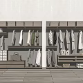 Modern Wardrobe Interior Design With Hanging Rods Drawers Storage Boxes And Shelves 3d model