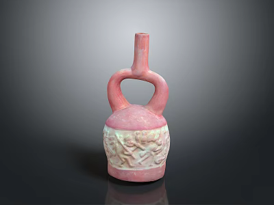 Pink Decorative Sculpture Carving With Loop Handles And Intricate Base Patterns 3d model