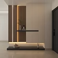 Modern Shoe Cabinet Design For Entryway With Wooden Panels Open Shelf And LED Strip Lighting