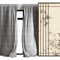 Curtain Curtain Screen Rice Paper Screen 3d model