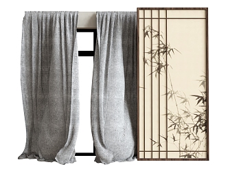 Curtain Screen Rice Paper Screen 3d model