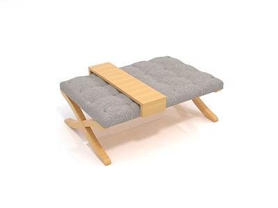 Modern Coffee Table With Wooden Frame And Gray Padded Upholstered Top 3d model