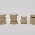 Set Of Natural Wooden Stools With Various Simple Modern Designs And Wood Finish