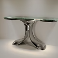 Modern Console Table With Green Marble Top And Sleek Metal Base 3d model