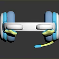 Cute Computer Headphones with Blue and White Design Yellow Star Accents and Built in Microphone