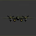 Vintage Green Military Airplane Model With Twin Propellers Yellow Tail And White Star Insignia