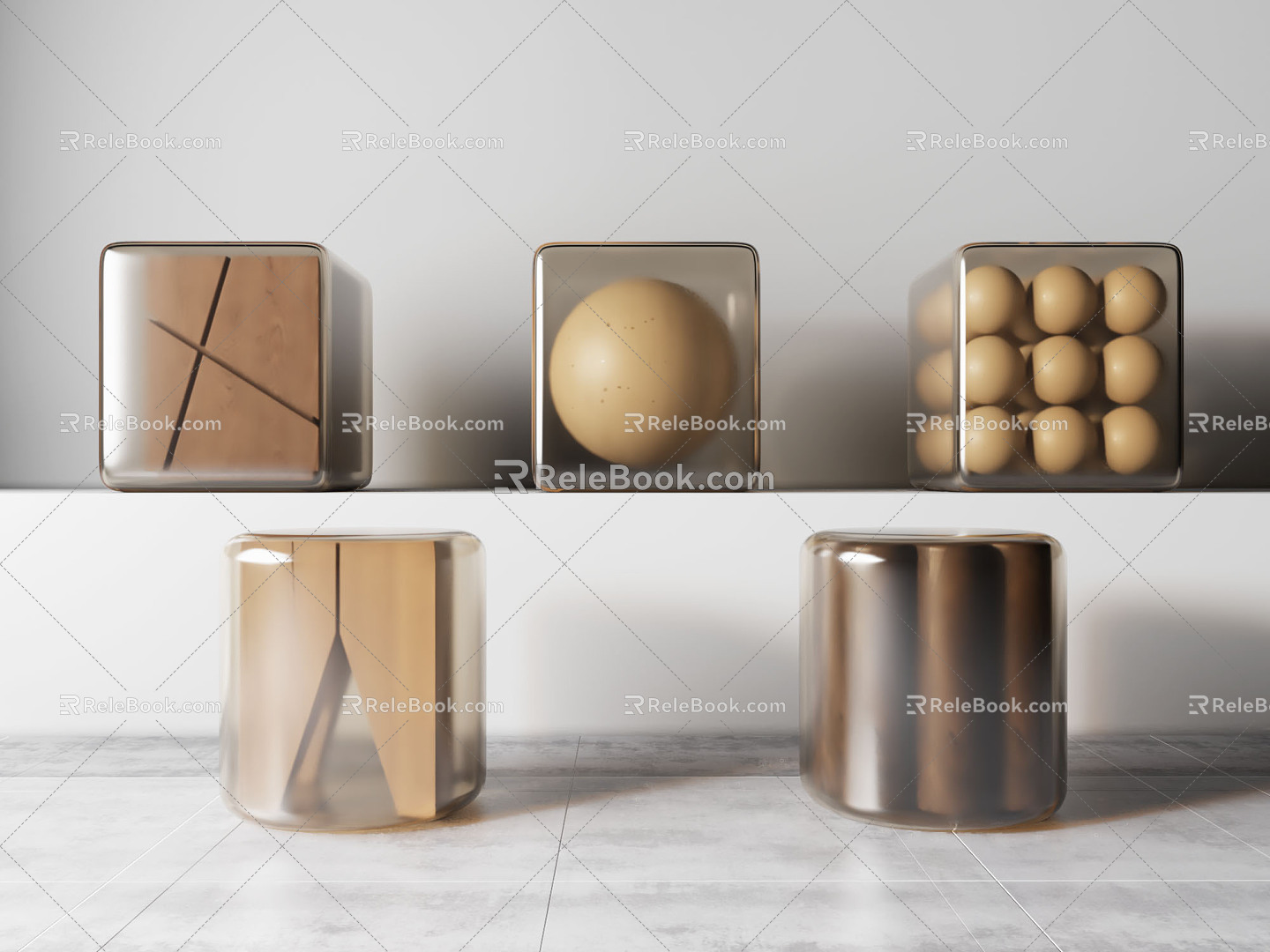 Modern stool stool combination 3d model