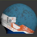 Blue Shiny Astronaut Helmet With NASA Logo And Apollo Label For Space Enthusiasts
