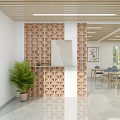 Bright Spacious Cultural Center Interior With Wooden Ceiling Bookshelves Tables And Chairs
