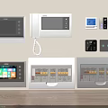 Modern Home Switch Panels With Intercom Thermostat Control And Digital Screens 3d model