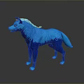 Mythical Blue Wolf Game Character With Glowing Fur And Mystical Patterns