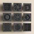 Modern Bathroom Accessories Black Floor Drains with Various Pattern Designs