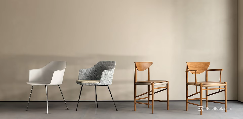 Modern And Stylish Dining Chairs With Wooden And Fabric Designs For Home 3d model 