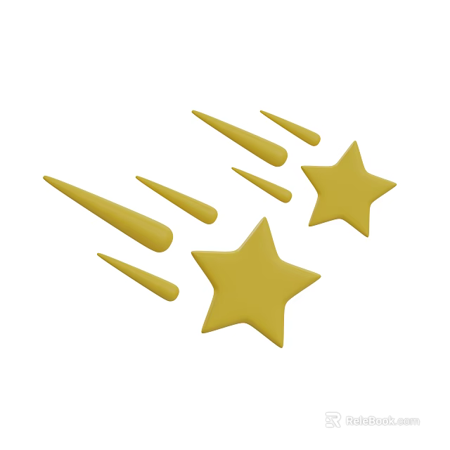 Yellow Artistic Sculptures With Star And Cone Shapes For Decorative 3d model 