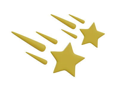 Yellow Artistic Sculptures With Star And Cone Shapes For Decorative 3d model