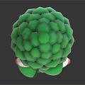 Green Anthropomorphic Asparagus Character With Googly Eyes Red Bow Tie On Black Shiny Surface