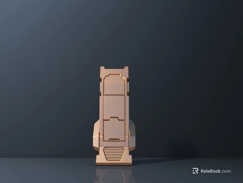Golden Public Facility Model With Phone Booth Style Door And Steps 3d model 