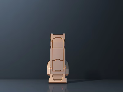 Golden Public Facility Model With Phone Booth Style Door And Steps 3d model