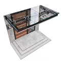 Modern Wooden Entrance Door Featuring Glass Panels Stone Steps And Concrete Frame With Glass Canopy