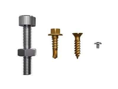 Hardware Tools With Assorted Metal Screws Bolts And Different Types Fasteners 3d model