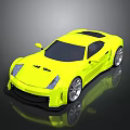 Yellow 3D Rendered Sports Car With Sleek Design Black Windows Alloy Wheels And Reflective Surface