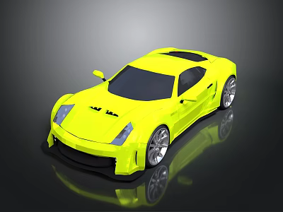 Yellow 3D Rendered Sports Car With Sleek Design Black Windows Alloy Wheels And Reflective Surface 3d model