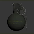 Green Fragmentation Hand Grenade With Yellow Text Military Explosive Weapon 3d model