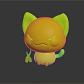 Cartoon Orange And White Cat Character With Angry Expression Green Leaf And Reflection 3d model