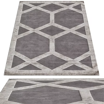 Modern Gray And White Square Rug With Geometric Pattern Design For Living Room 3d model