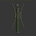 Green Military Mortar Featuring Long Barrel And Tripod Base Design