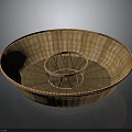 Handwoven Bamboo Storage Basket With Circular Design And Inner Ring Structure 3d model