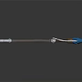 Decorative Spear Featuring Blue Spearhead Gray Shaft Blue Grip And Red Green Tassels