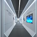 Modern Office Corridor With Sleek Design Wall Displays Digital Screens And LED Lighting