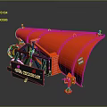Red Snow Plow With HYDRA TECH Brand Black Frame And Wheels 3d model
