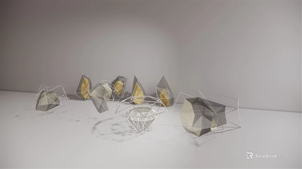 Modern Geometric Outdoor Lights With Metal Frame And Transparent Shade For Garden Decor 3d model 