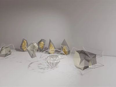 Modern Geometric Outdoor Lights With Metal Frame And Transparent Shade For Garden Decor 3d model
