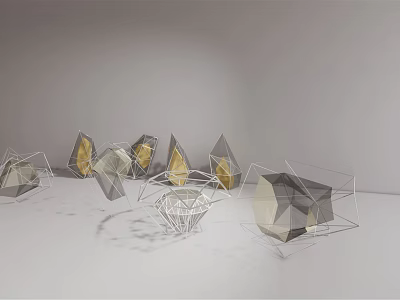 Modern Geometric Outdoor Lights With Metal Frame And Transparent Shade For Garden Decor 3d model