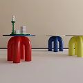 Colorful Modern Side Tables With U Shaped Legs And Tabletop Decor 3d model